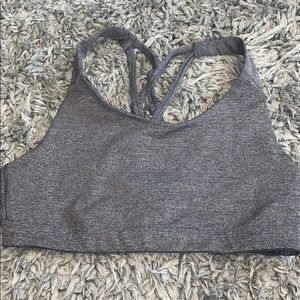 Charcoal Gray Cris Cross Back Sports Bra